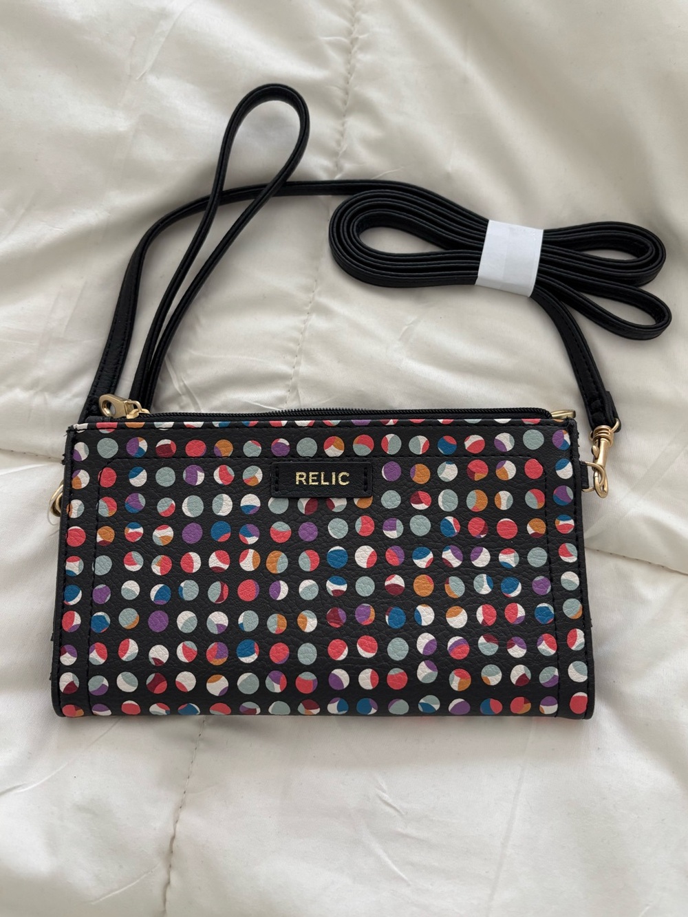 Relic Black Multi Dot Crossbody Wallet with Colorful Polka Dots